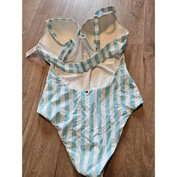 Victorias Secret VS Swimsuit one piece stripes xl pushup blue cabana - Picture 4 of 6